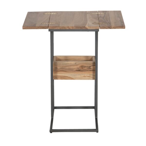 Quinn Foldable Leaves Acacia Wood Metal  Table Set of 2