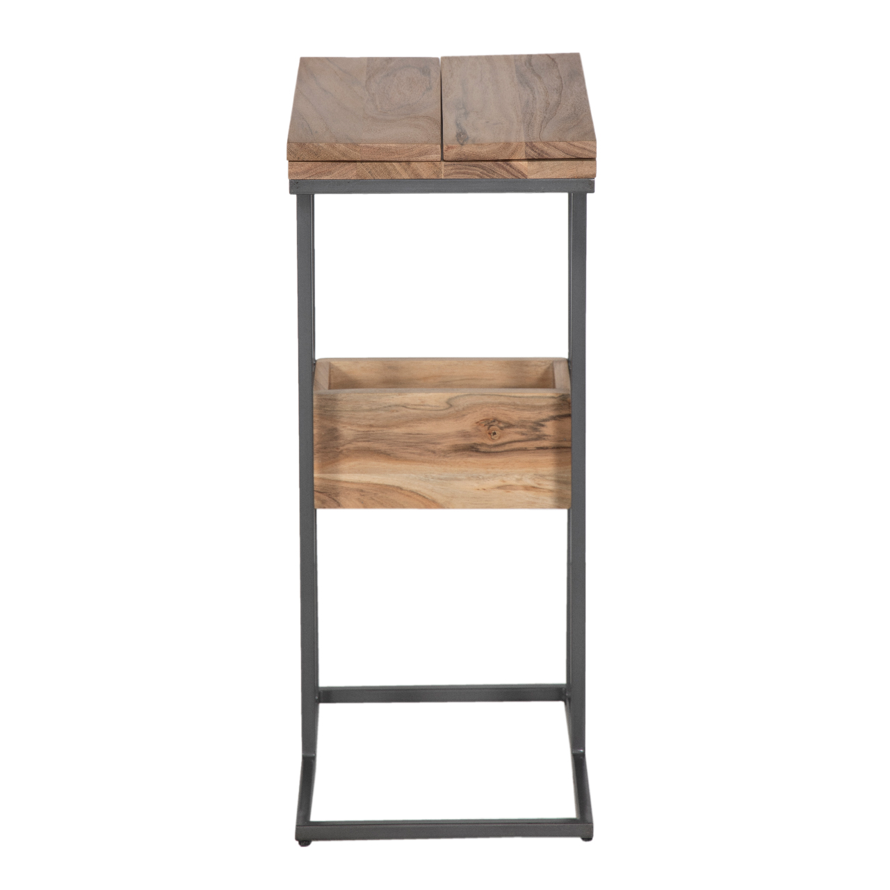 Quinn Foldable Leaves Acacia Wood Metal  Table Set of 2