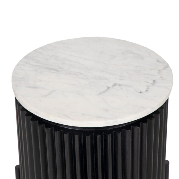 Reagan Mango Wood Round Marble Top Side Table