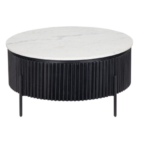 Reagan Round Marble Top & Mango Frame Metal legs Coffee Table