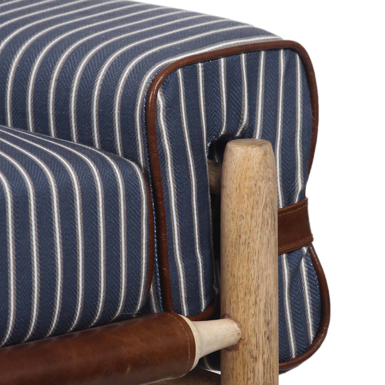 Rhys Mango Wood Printed Fabric 1 Seater Sofa