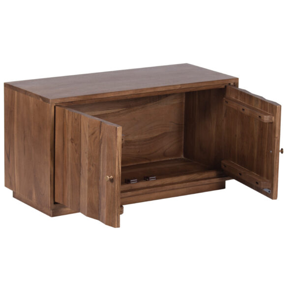 Rochel Acacia Wood 2 Door Shoe Bench