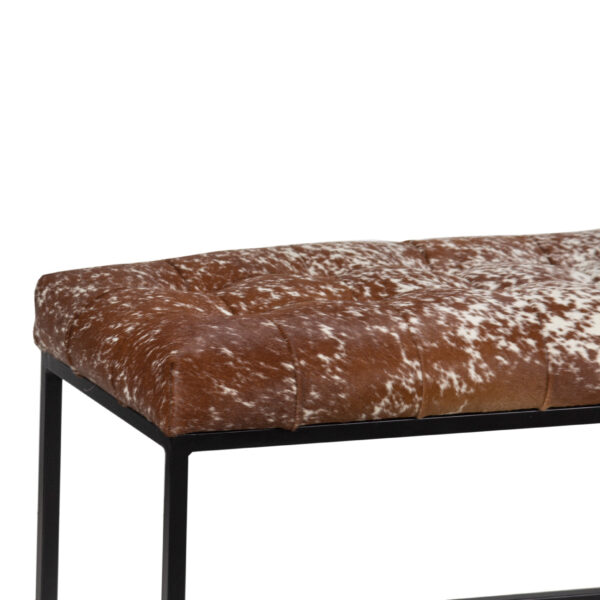 Sandy Metal Bench with Cow Leather