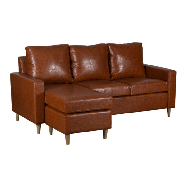 Santa Rosa Sofa Set of 3 Pieces in Brown Faux Leather