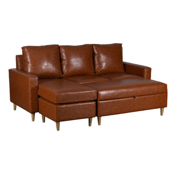 Santa Rosa Sofa Set of 3 Pieces in Brown Faux Leather