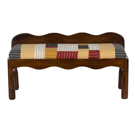 Santana Mango Wood with Cotton Hand Work Fabric Bench