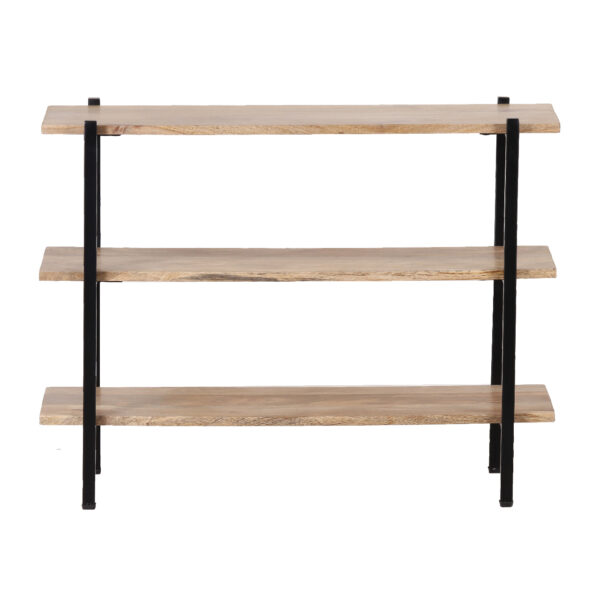 Simon Mango Wood 3 Tier Metal Stand Bookshelf