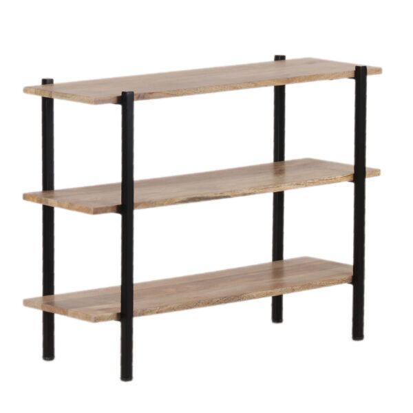 Simon Mango Wood 3 Tier Metal Stand Bookshelf