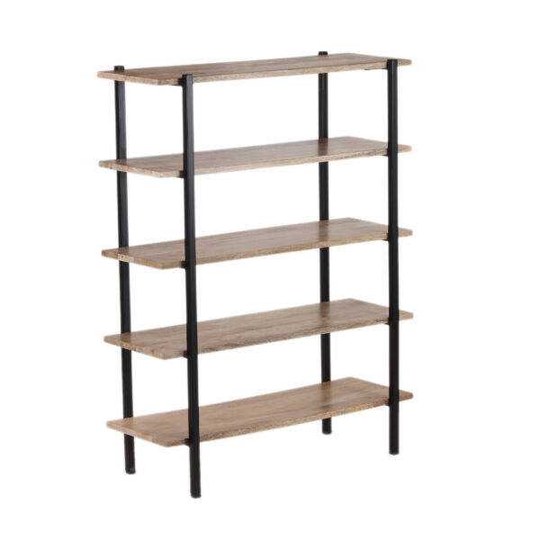 Simon Mango Wood 5 Tier Metal Stand Bookshelf