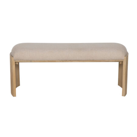 Sira Mango Wood Upholstered Bench - Natural / Grey