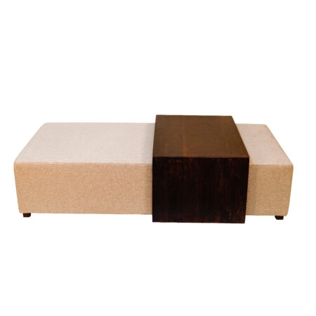 Soho Fabric Coffee Table with Sliding Mango Wood Platform - Beige / Washed Walnut