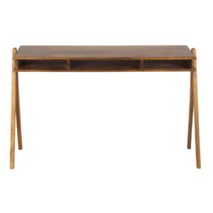 Tania Mango Wood 3 Open Shelf Large Desk – Washed Walnut