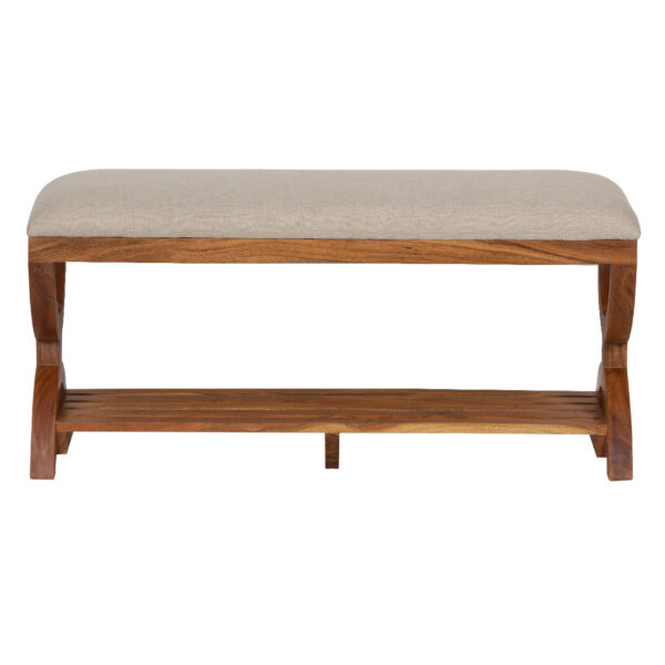 Teoman Acacia Wood Shoe Bench With Shelf