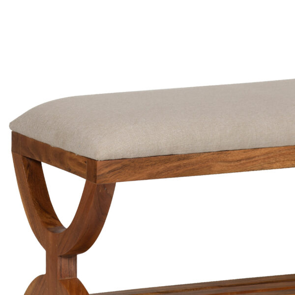 Teoman Acacia Wood Shoe Bench With Shelf