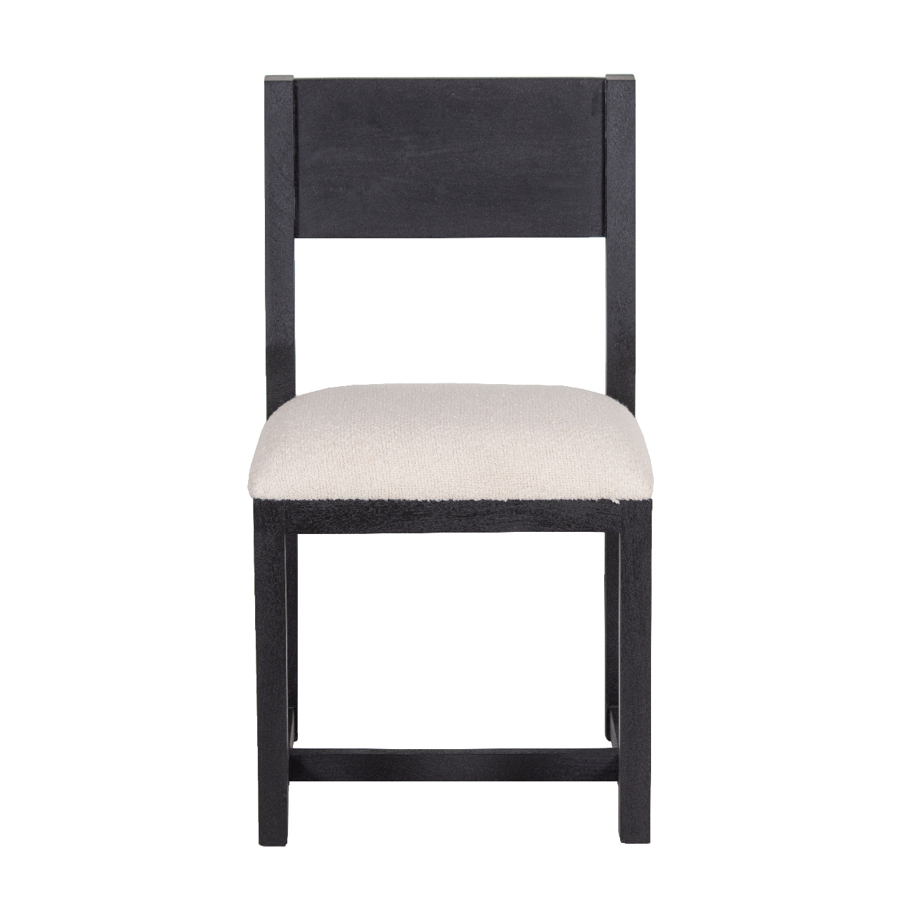 Tirol Mango Wood Dining Chair – Sandblast Black / Beige Upholstery