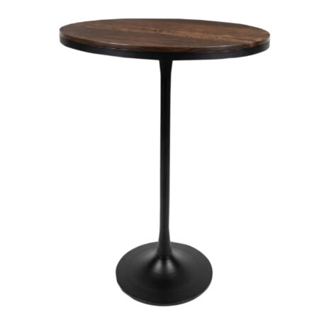 Titan Mango Wood Iron Round Bistro Bar Table – Dark Walnut