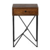 Traymore Mango Wood Drawer Metal Base Side Table