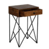 Traymore Mango Wood Drawer Metal Base Side Table