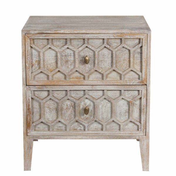 Trellis Mango Wood 2 Drawer Bedside Table