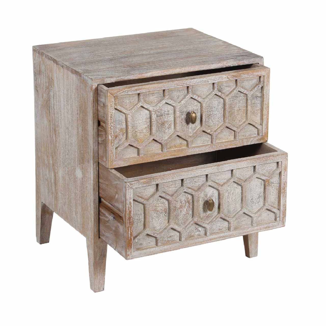 Trellis Mango Wood 2 Drawer Bedside Table