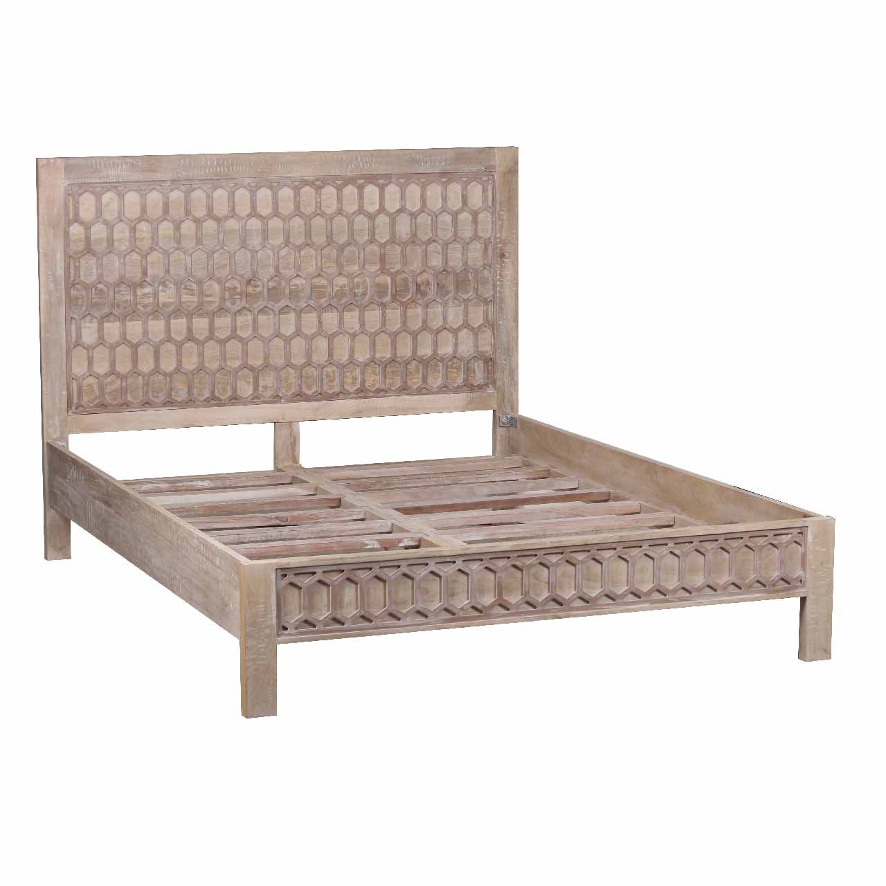 Trellis Mango Wood Queen Bed Mattress 60x80