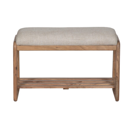 Umar Acacia Wood Upholstery Seat Slats Shelf Bench